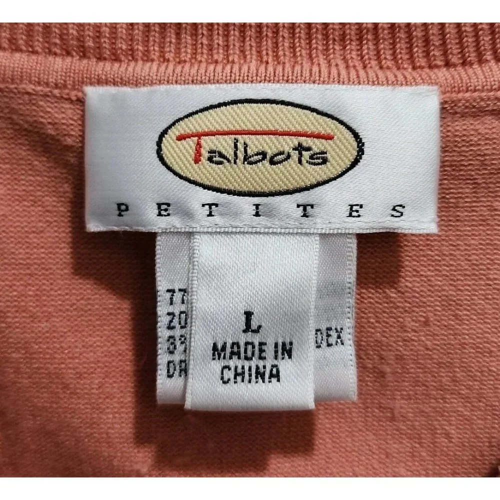 Vintage Talbots Women's Short Sleeve V Neck Knit‎ Sweater Top Silk Blend Size LP